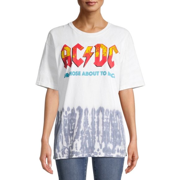AC/DC For Those About to Rock Tie Dye Boyfriend Official T-Shirt M runs big NWT - Picture 1 of 4